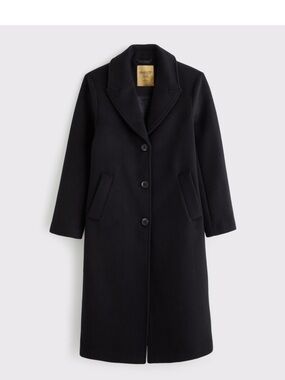 Abercrombie & Fitch Black Long Single-Breasted Trench Coat